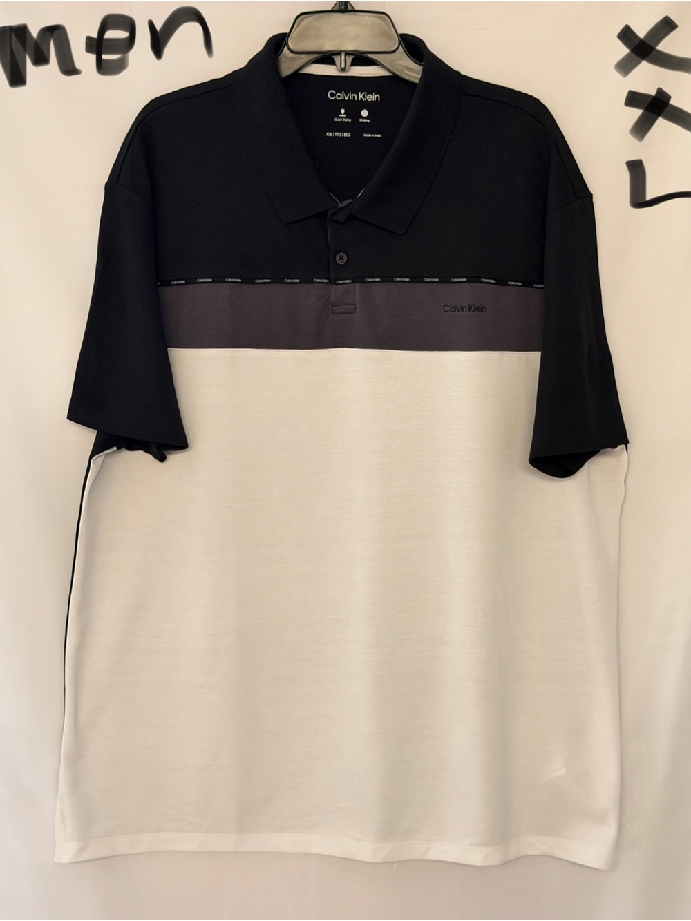 Calvin Klein Black, Charcoal and White Colorblock Polo Shirt